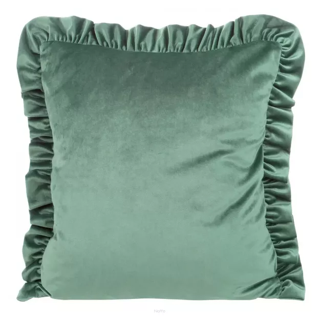 Poszewka welwetowa 45x45 jednokolorowa VELVET 25 miętowa z falbanami