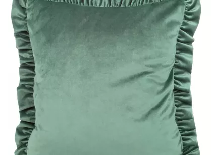 Poszewka welwetowa 45x45 jednokolorowa VELVET 25 miętowa z falbanami