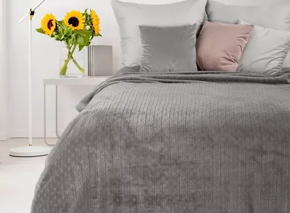 Koc 170x210 CINDY 4 grafitowy puszysty w drobne trójkąty Design 91