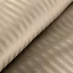 Pościel satynowa 220x200 VERA jednokolorowa gładka beżowa w prążki - 3