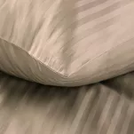 Pościel satynowa 220x200 VERA jednokolorowa gładka beżowa w prążki - 4