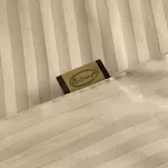 Pościel satynowa 220x200 VERA jednokolorowa gładka beżowa w prążki - 5