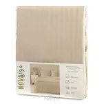 Pościel satynowa 220x200 VERA jednokolorowa gładka beżowa w prążki - 8