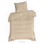 Pościel satynowa 220x200 VERA jednokolorowa gładka beżowa w prążki - 7