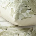 Pościel satynowa 220x200 SPRING 70 biała z beżowym wzorem roślinnym z kolekcji Classic - 7