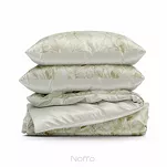 Pościel satynowa 220x200 SPRING 70 biała z beżowym wzorem roślinnym z kolekcji Classic - 2