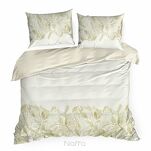 Pościel satynowa 220x200 SPRING 70 biała z beżowym wzorem roślinnym z kolekcji Classic - 2