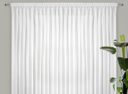Firana na taśmie 400x250 LUCY biała z gładkiego woalu