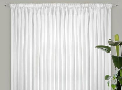 Firana na taśmie 400x250 LUCY biała z gładkiego woalu