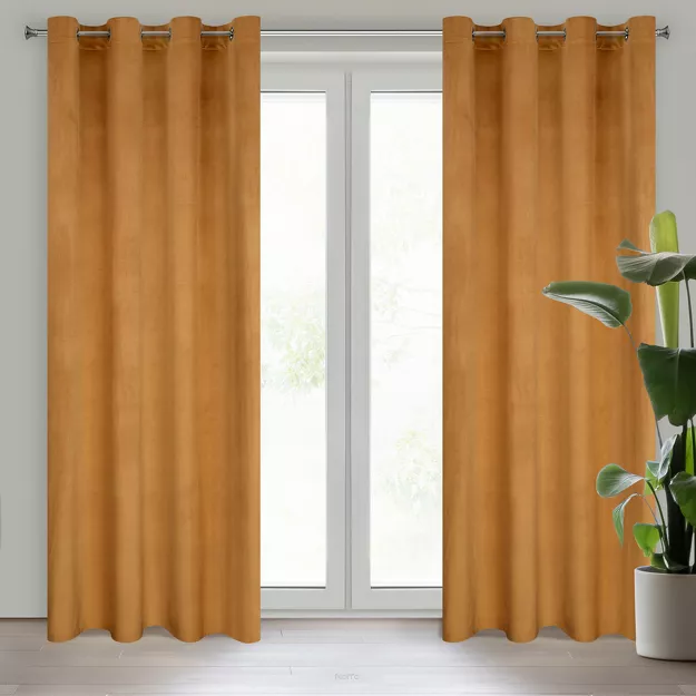 Zasłona gotowa na przelotkach 140x250 ROSA welwetowa miodowa Design 91