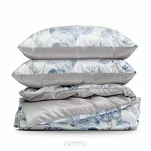 Pościel z makosatyny 220x200 PREMIUM 34 biała jasny niebieski kwiatowy wzór Premium - 7