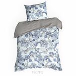 Pościel z makosatyny 220x200 PREMIUM 34 biała jasny niebieski kwiatowy wzór Premium - 5