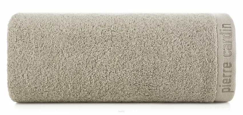 Ręcznik 30x50 EVI Pierre Cardin jasny beż zdobiony bordiurą w kolorze ręcznika z logo marki