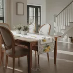 Bieżnik gobelinowy 40x100 009 naturalny z nadrukiem żółtych cytryn - 2