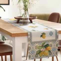 Bieżnik gobelinowy 40x100 009 naturalny z nadrukiem żółtych cytryn