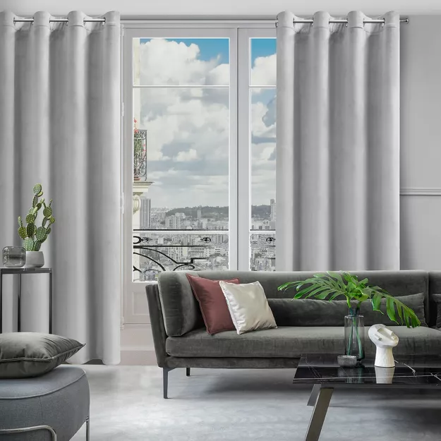 Zasłona gotowa na przelotkach 140x250 ROSA welwetowa srebrna Design 91
