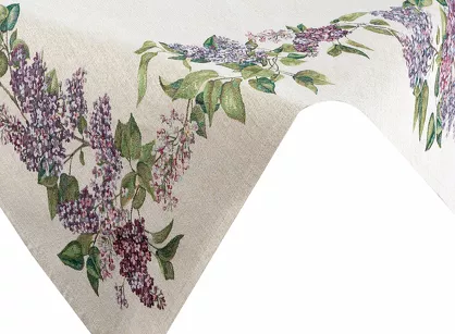 Nakładka gobelinowa 100x100 1424 naturalna z nadrukiem kwiatów bzu