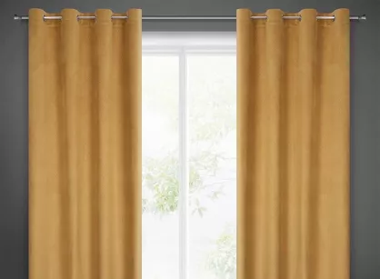 Zasłona na przelotkach 140x250 LILI złota z wytłaczanym falującym wzorem