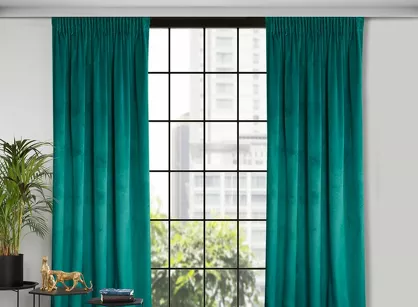 Zasłona gotowa na taśmie 135x300 ROSA welwetowa ciemny turkus Design 91