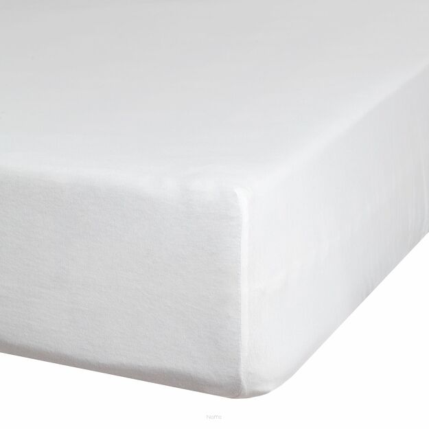 Prześcieradło z bawełny jersey z gumką białe 160x200 Design 91
