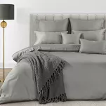 Pościel z makosatyny 160x200 ELEGANT 1C Eva Minge stalowa z ozdobną kantą i haftem - 6
