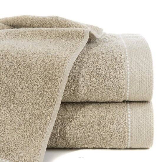 Ręcznik bawełniany 30x50 DAISY beżowy z bordiurą z kontrastowym przeszyciem