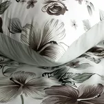 Pościel satynowa 220x200 SPRING 67 biała stalowo miętowy wzór roślinny - 6