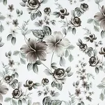 Pościel satynowa 220x200 SPRING 67 biała stalowo miętowy wzór roślinny - 4