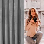 Zasłona  na przelotkach 140x250 ROSA welwetowa stalowa Design 91 - 14