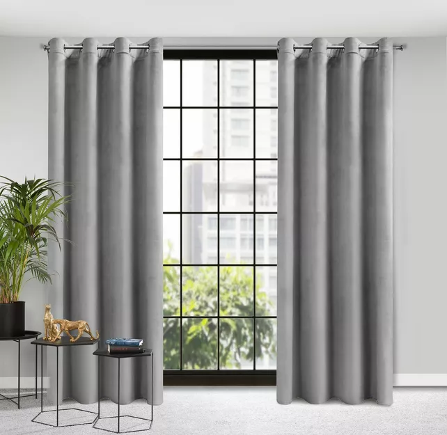 Zasłona gotowa na przelotkach 140x250 ROSA welwetowa stalowa Design 91
