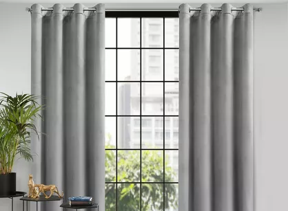 Zasłona gotowa na przelotkach 140x250 ROSA welwetowa stalowa Design 91