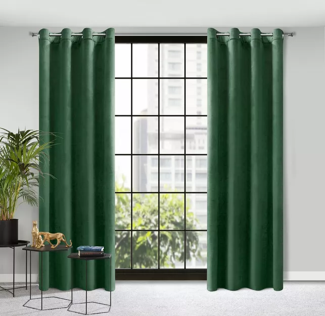 Zasłona gotowa na przelotkach 140x250 ROSA welwetowa ciemna zieleń Design 91