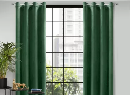 Zasłona gotowa na przelotkach 140x250 ROSA welwetowa ciemna zieleń Design 91