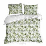 Pościel satynowa 140x200 SPRING 84 biała zielona z wzorem roślinnym z kolekcji Classic - 4