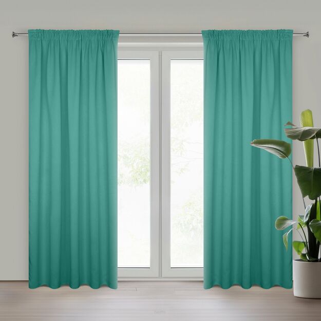 Zasłona na taśmie 135x270 PARISA zaciemniająca turkusowa jednokolorowa Design 91