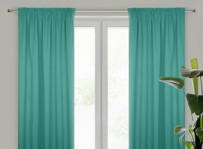 Zasłona na taśmie 135x270 PARISA zaciemniająca turkusowa jednokolorowa Design 91