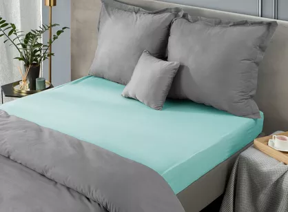 Prześcieradło z bawełny jersey z gumką miętowe 140x200 Design 91