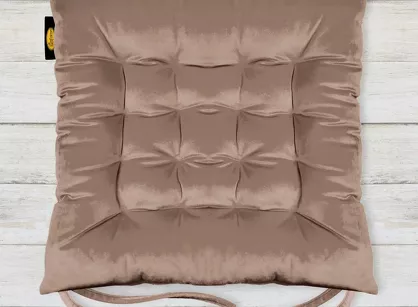 Poduszka welwetowa 40x40 ciemny róż siedzisko na krzesło pikowana z troczkami