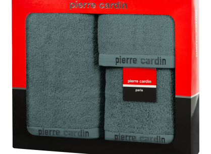 Komplet ręczników EVI Pierre Cardin miętowe zdobione bordiurą w kolorze ręcznika z logo marki z kolekcji Premium