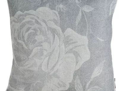 Poszewka dekoracyjna 45x45 LEN 10 stalowa kremowa z dodatkiem lnu z lamówką na brzegach