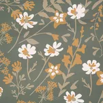 Pościel z makosatyny 160x200 REINA 48 ciemna oliwka z wzorem kwiatów z kolekcji Reina Line - 2