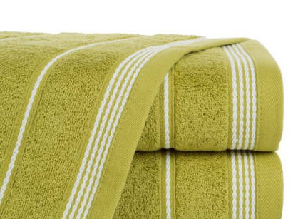 Ręcznik bawełniany 30x50 MIRA zielony zdobiony bordiurą w pasy
