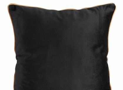 Poszewka welwetowa jednokolorowa 40x40 MEL czarna z ozdobną miodową wypustką