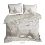 Pościel świąteczna 160x200 INVERNO biało stalowa zimowa sceneria z satyny bawełnianej - 4