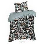 Pościel satynowa 160x200 GIFT 2 czarna z egzotycznym wzorem kwiatów i ptaków z kolekcji Nova Print zapakowana w pudełko - 4