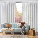 Firana na taśmie 350x270 LENA biała z gładkiej etaminy ze srebrzystym połyskiem - 11