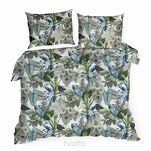 Pościel bawełniana 160x200 DAVOS 2B biała z wzorem egzotycznych zielonych liści - 6