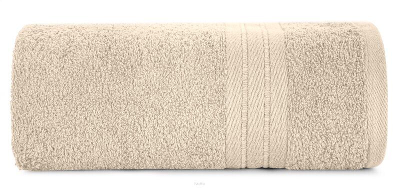 Ręcznik bawełniany 70x140 KAYA beżowy zdobiony bordiurą w pasy