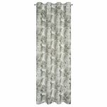 Zasłona na przelotkach 140x250 ZORA zaciemniająca biała z nadrukiem egzotycznych beżowych liści monstery - 5