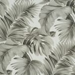 Zasłona na przelotkach 140x250 ZORA zaciemniająca biała z nadrukiem egzotycznych beżowych liści monstery - 2